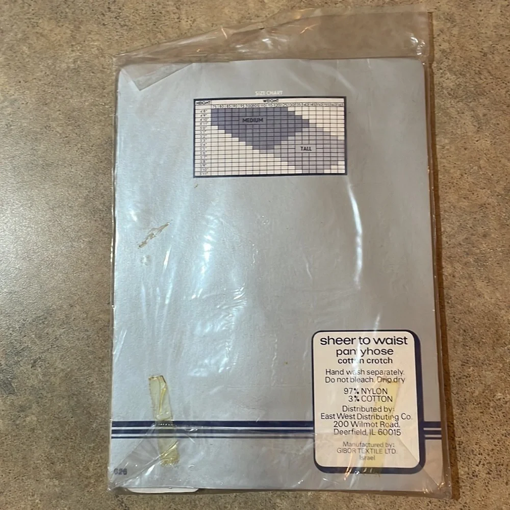 New Vintage Deadstock Life Style by Gibor Sheer to Waist Pantyhose Navy Size M
